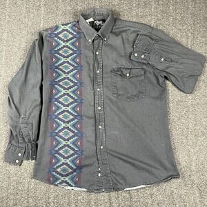 VTG Roper Western Shirt Mens M Aztec USA Brushpopper Cowboy Southwest